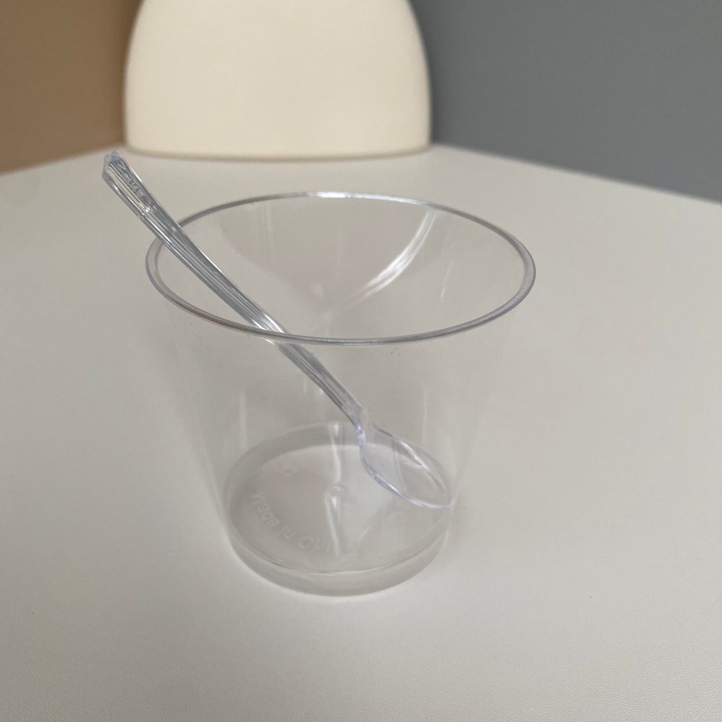 100PCS 200ML acrylic clear round cup with clear spoon