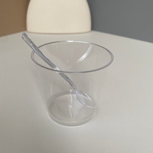 100PCS 200ML acrylic clear round cup with clear spoon