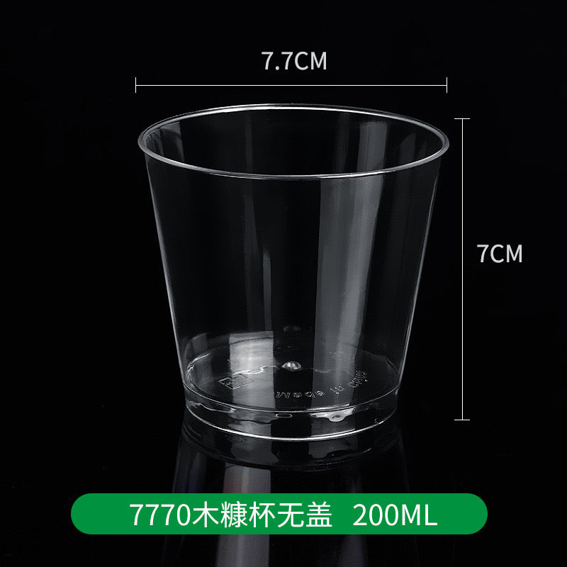 100PCS 200ML acrylic clear round cup with clear spoon