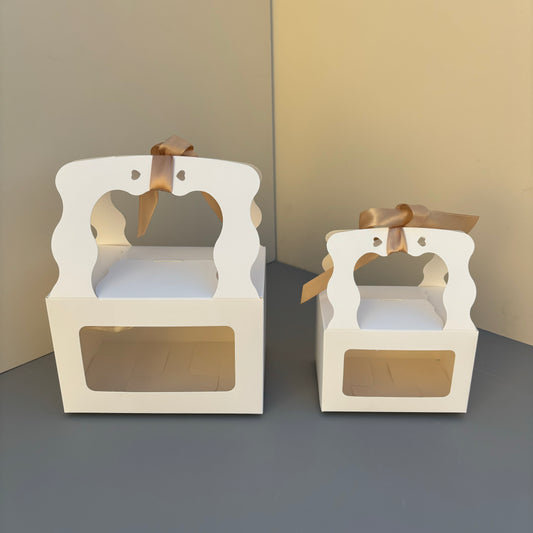 50PCS White/Kraft Cookies & Pastry & Candy Box With Ribbon