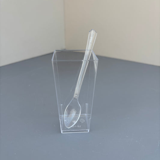100PCS 3OZ clear acrylic square shooter cup with clear spoon