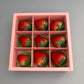 10PCS 9-strawberries Pink Paper Box with Clear Sleeve