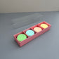 20PCS 4-macarons pink paper box with clear sleeve
