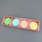 20PCS 4-macarons pink paper box with clear sleeve