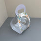 50PCS 500ML dessert clear ball with flower printing paper handle and spoon