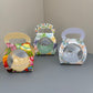 50PCS 500ML dessert clear ball with flower printing paper handle and spoon