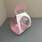 50PCS 500ML dessert clear ball with pink paper handle and spoon
