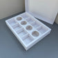 10PCS white 8-compartments dessert base and lid paper box