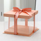 10 boxes Pink Square Large PET Clear Cake Box