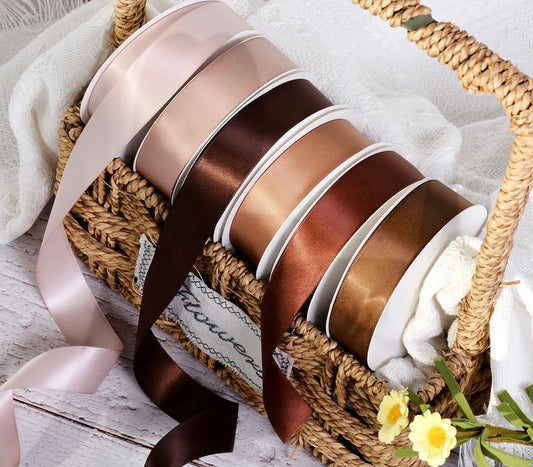 Beige & Brown Series Double Face Satin Ribbon